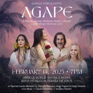 Agape 2025 Flyer features Giselle World, Daniela Riojas, Jesus Hidalgo and Teresa de Jesus